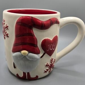 Holiday Ceramic Coffee Mug Gnome & Snowflakes Previously Loved